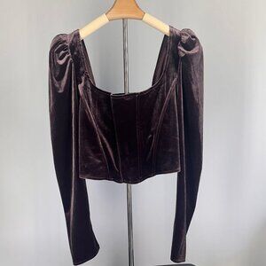 NWOT ASTR the Label Deep Purple Velvet Long Sleeve Top | Women's M